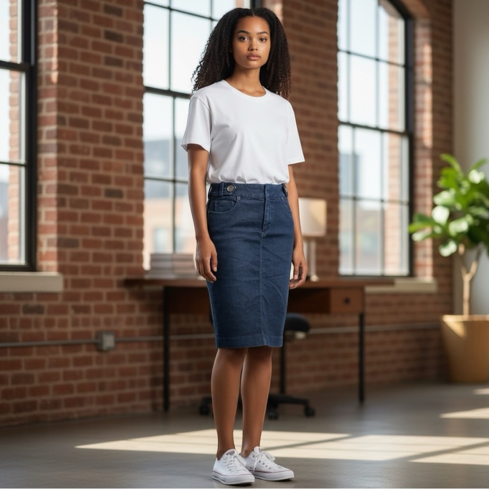 Banana Republic Y2K Women’s Indigo Wash Denim Pencil Skirt, Knee Length Size 0